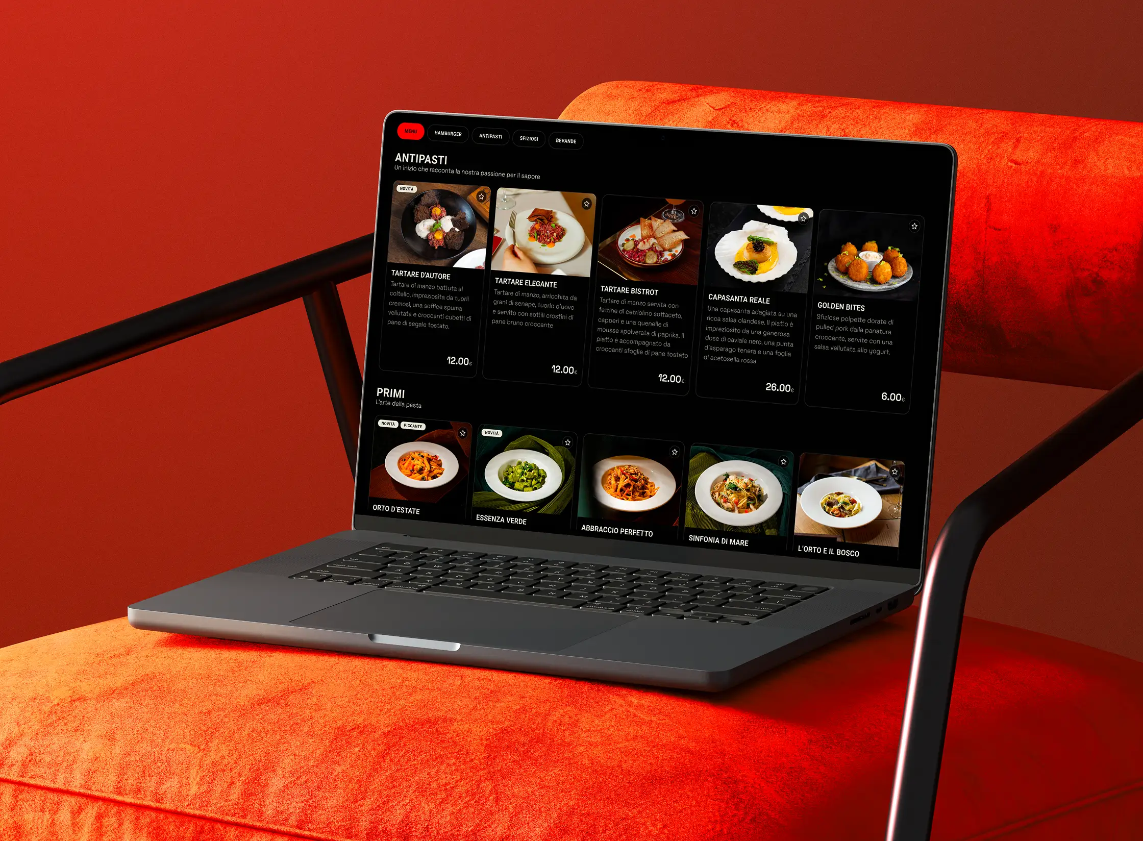 Anteprima menu digitale Appostu su laptop